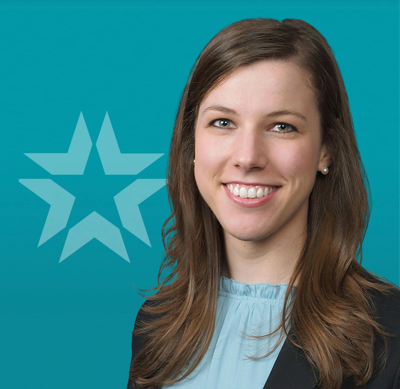 bonnie brown headshot with a blue background