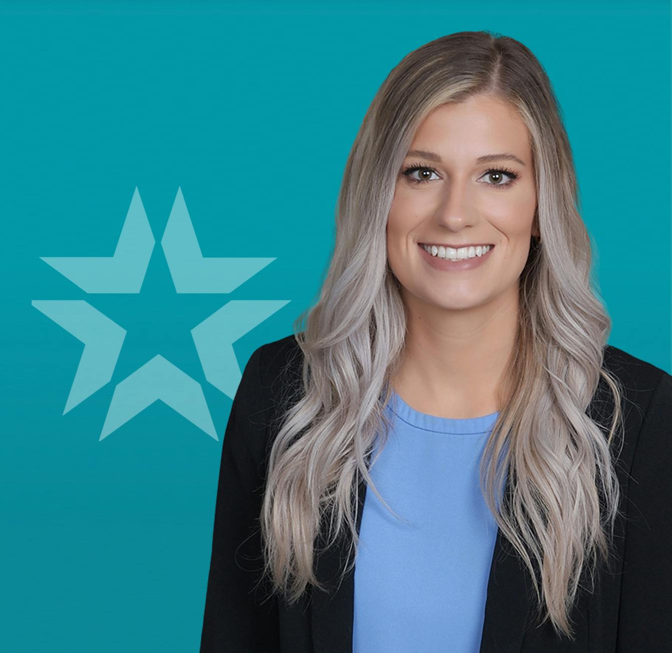 hayley cotton headshot with a blue background