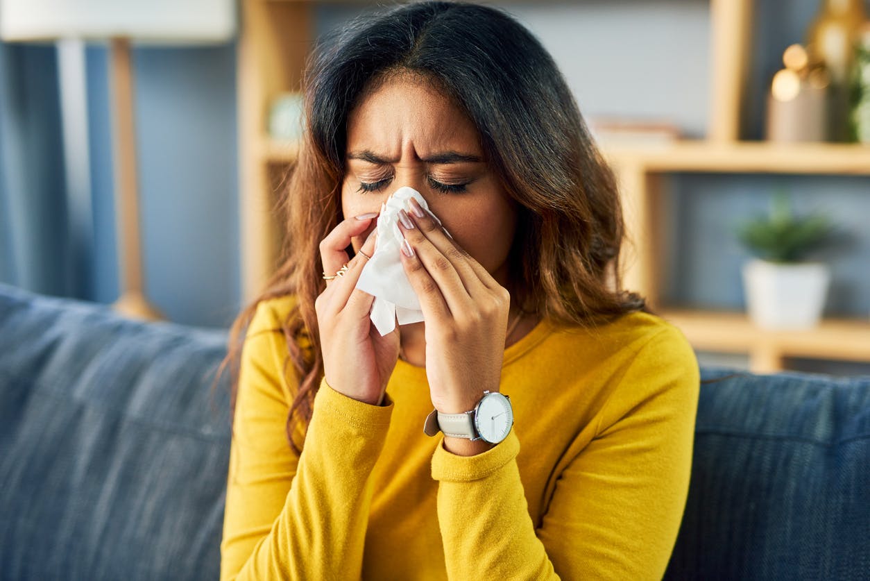 Woman dealing with sinus problems