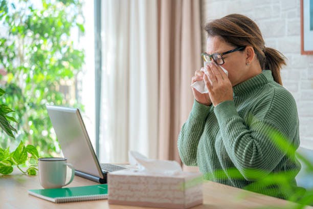 Woman with Allergies