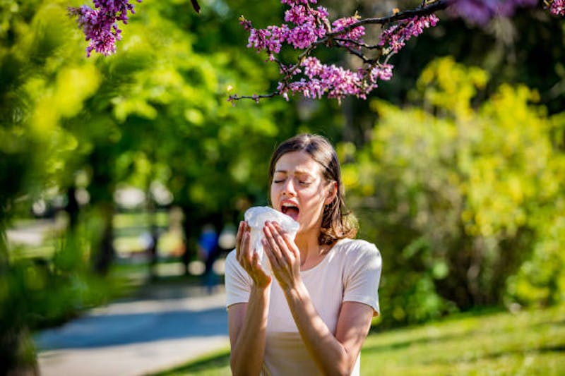 Woman with Spring Allergies