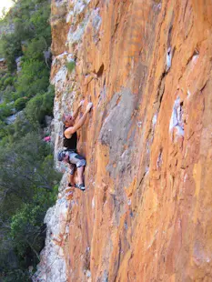 Rock climbing in Montagu, the mecca of sport climbing, close to Cape Town