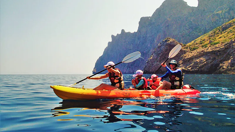 Fun family kayaking adventure in Mallorca, near Cala Sant Vicenç (Half-day)