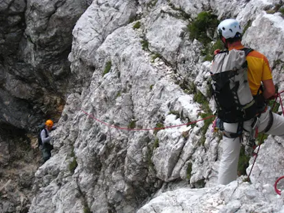 Climbing the North Face of Triglav from the Vrata valley in Slovenia