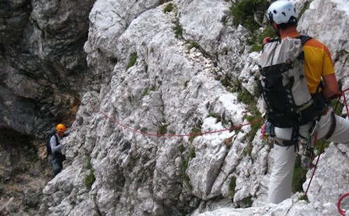 Climbing the North Face of Triglav from the Vrata valley in Slovenia