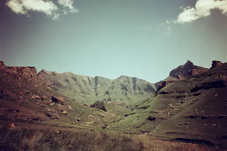Rock climbing in the Drakensberg mountains, South Africa