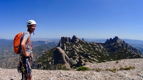 Multi-pitch rock climbing day on the Paret dels Diables in Montserrat, near Barcelona