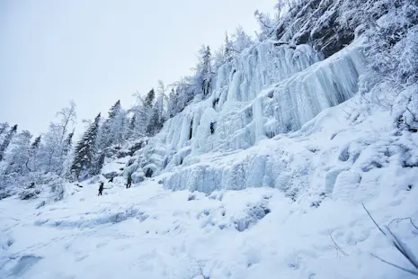 Ice climbing day in the Korouoma canyon in Finland, from Rovaniemi