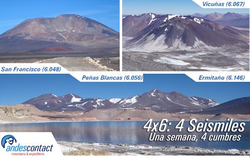 4 x 6,000m peaks in the Andes of northern Chile, from base camp at Laguna Verde