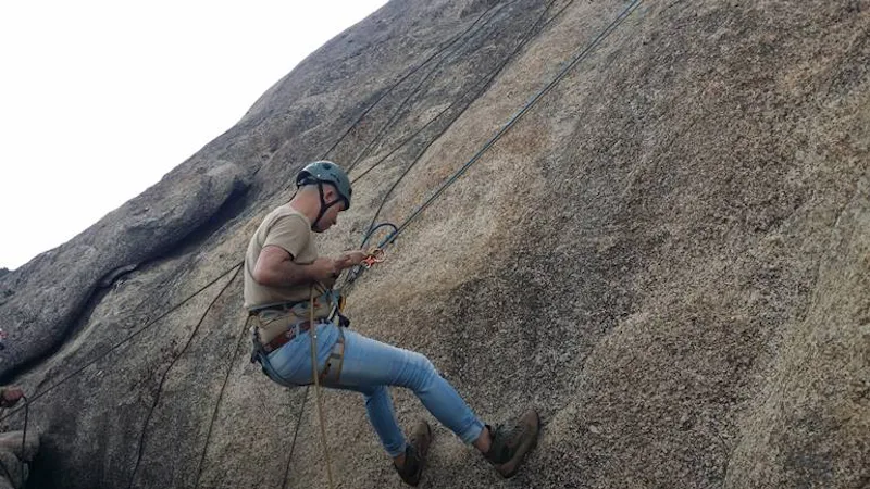 Rock climbing and rappelling for beginners in the Sierra de Guadarrama National Park, near Madrid