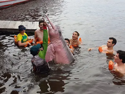 Trek through the jungle and swim with dolphins in the Amazon, near Manaus (Half-day)