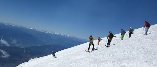 Ski mountaineering day on the Villarrica volcano (2,847m), near Pucón
