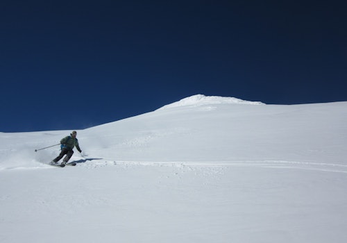 Ski mountaineering day on the Lanin volcano (3,726m), near Pucón