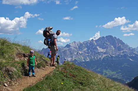 Semaine familiale dans les Dolomites, Camping et randonnées faciles près de Cortina d'Ampezzo