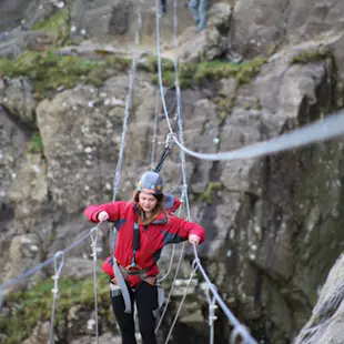 Multi-adventure day for families in the Lake District: Canoeing, via ferrata and abseiling