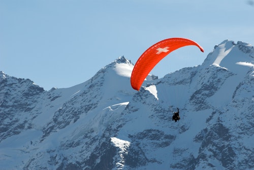 Heli-paragliding near Petit Combin, from Verbier