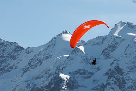 Heli-paragliding near Petit Combin, from Verbier