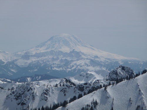 Ski mountaineering day on Crystal Mountain, near Seattle