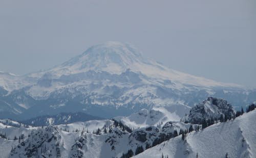Ski mountaineering day on Crystal Mountain, near Seattle
