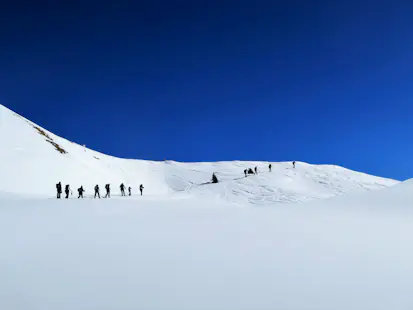 Snowshoeing on the Mondeval, near Cortina (Dolomites)