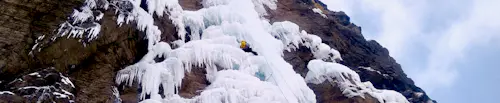 Ice climbing on waterfalls in Piedmont (Italy), Day trip