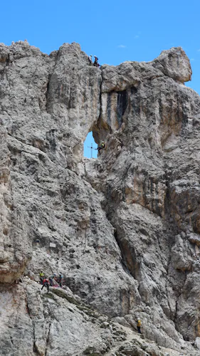 Rock climbing in the Rosengarten Group, Dolomites