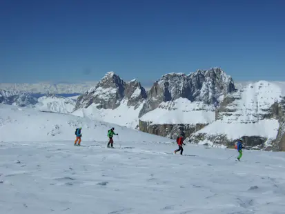 Val Mesdi Freeride skiing day in the Dolomites