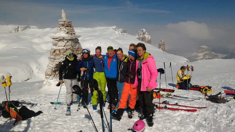 Val Mesdi Freeride skiing day in the Dolomites