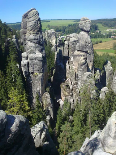 Sandstone climbing in Adršpach, Czech Republic