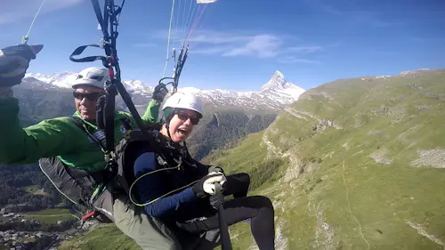 Paragliding from Riffelberg (2582m) over Zermatt