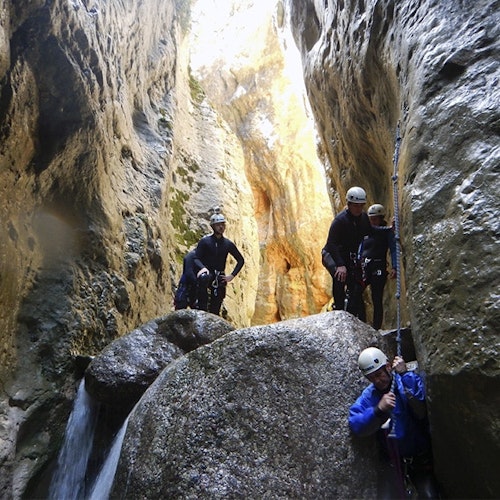 Serradel canyoning guided day program in Lleida