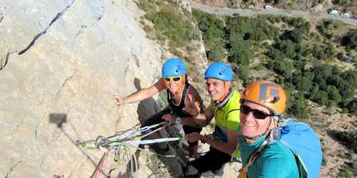 Multi-pitch climbing in the Montsec Range, near Barcelona