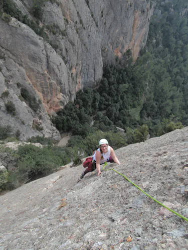 Multi-pitch climbing in Montserrat, Catalonia