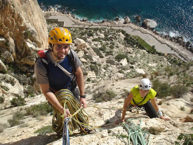Rock climbing in Peñón de Ifach, Spain