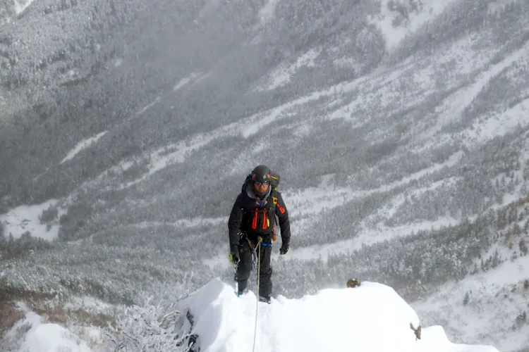 Winter climbing on Mt Amida north ridge, Yatsugatake