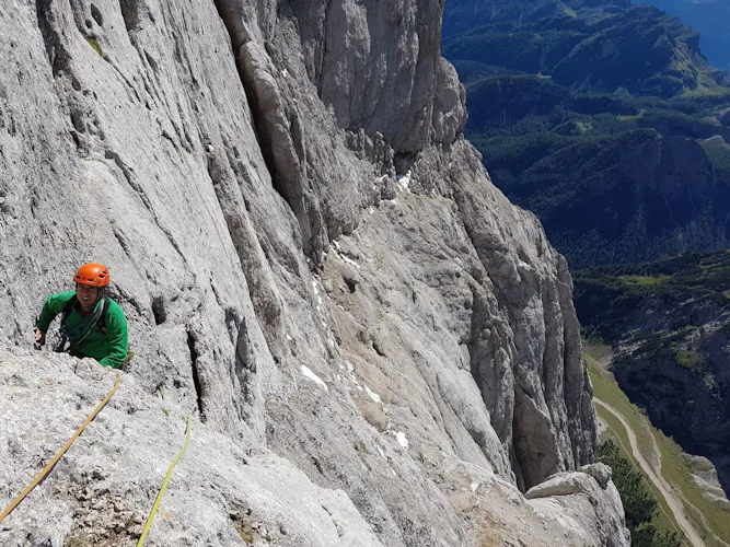 Don Quixote route (Marmolada) rock climbing in the Dolomites