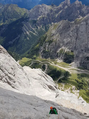 Don Quixote route (Marmolada) rock climbing in the Dolomites