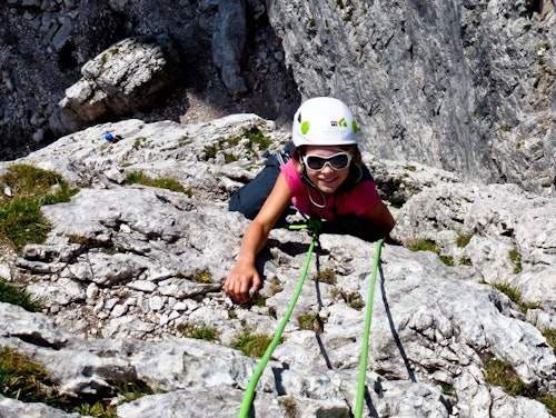 1-day intro to rock climbing for kids in the Sesto Dolomites