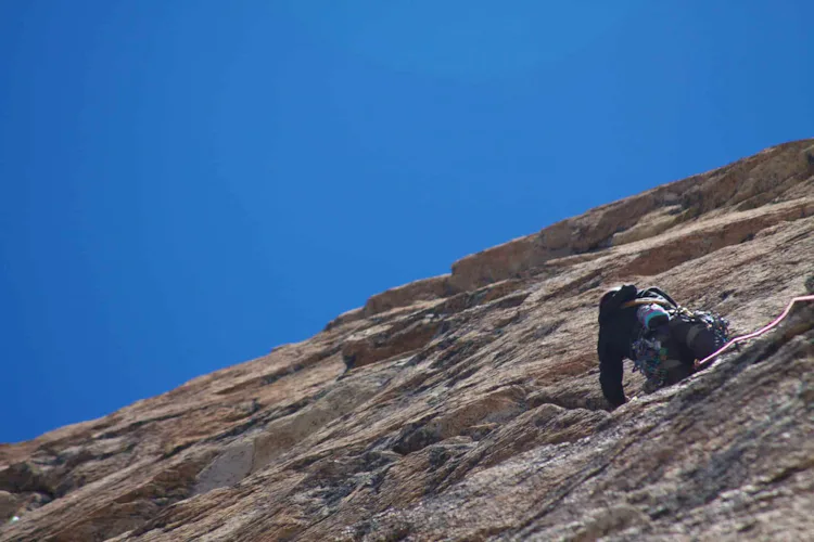 Alpine rock climbing in Refugio Frey
