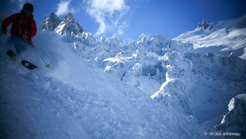 Descente à ski de la Vallée Banche avec un guide, depuis l'Aiguille du Midi
