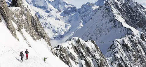 Freeride ski day in Disentis, Switzerland