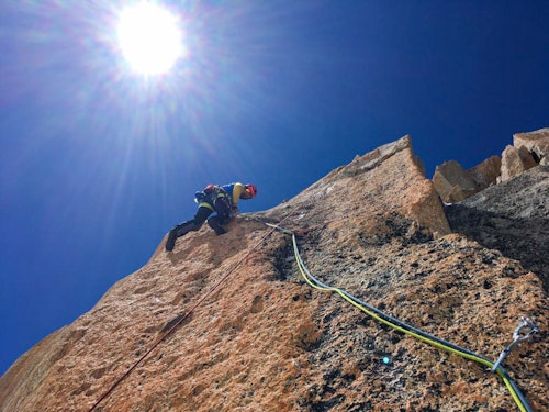 Multi-pitch rock climbing in Chamonix