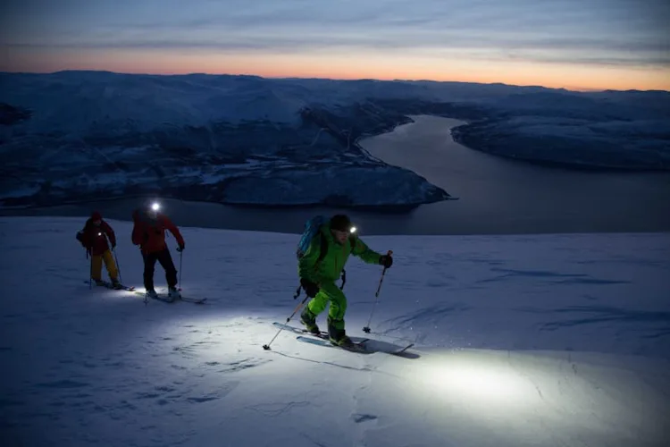 Arctic night ski touring in Finnmark, Norway