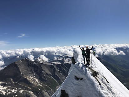 Climbing Grossglockner summit by the normal route