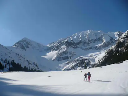 Mountain skiing in Fagaras routes, Transylvania Alps