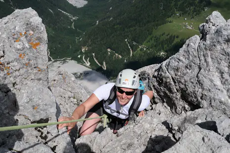 Climbing mountain ridges in the Julian Alps