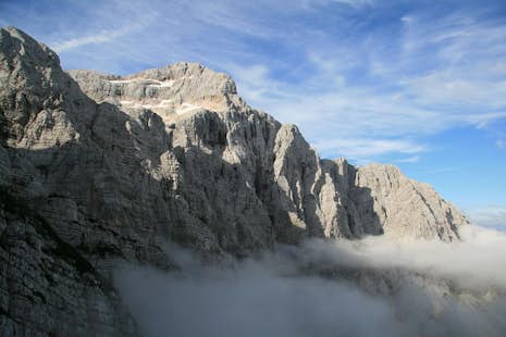 Climbing the Slovenian route on Triglav north face