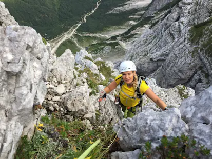 Rock climbing in Triglav north face: Slovenian route
