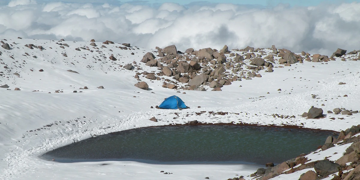 Camp in Chimborazo lagoon