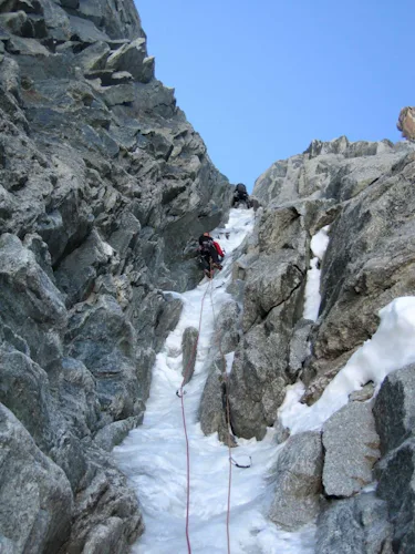 Goulottes ice climbing in the Mt Blanc range